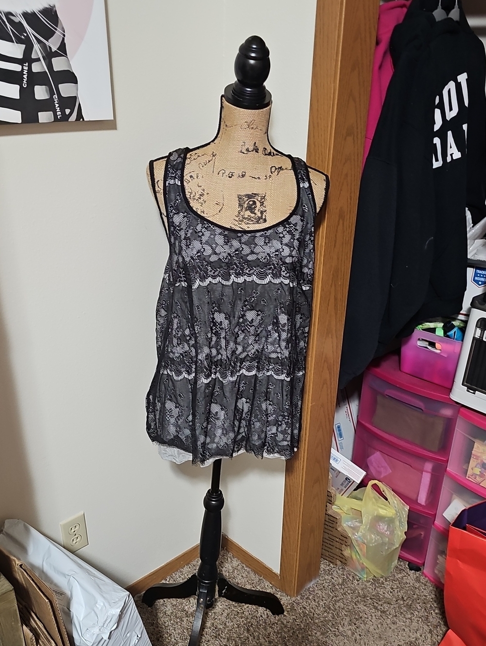 Maurices Black Lace Overlay Tank Top